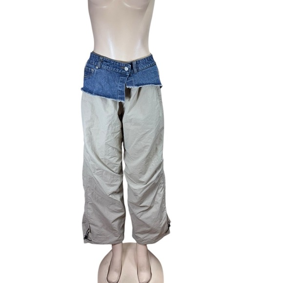 Blue and Gray Color-Blocked Track Pants with Relaxed Fit - Picture 2 of 8